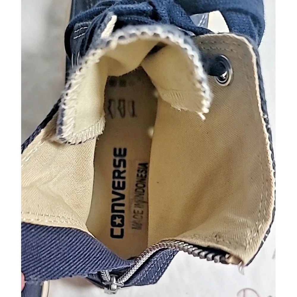 Converse‎ All Star Chuck Taylor High Top Sneakers Back Zipper Navy US 5 Y2k - Picture 8 of 9